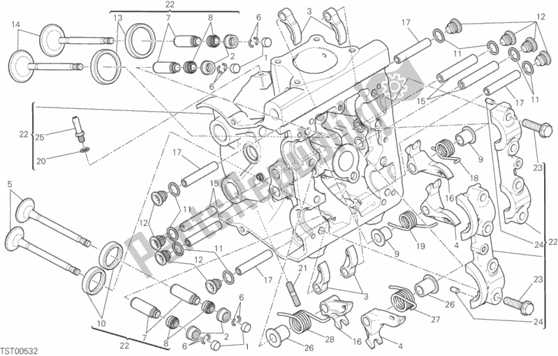 All parts for the Horizontal Head of the Ducati Monster 821 Dark USA 2015